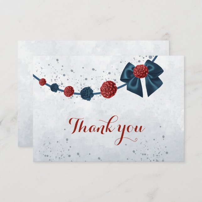 Cartão De Agradecimento Flores marinhos e burgundy botânica (Frente/Verso)