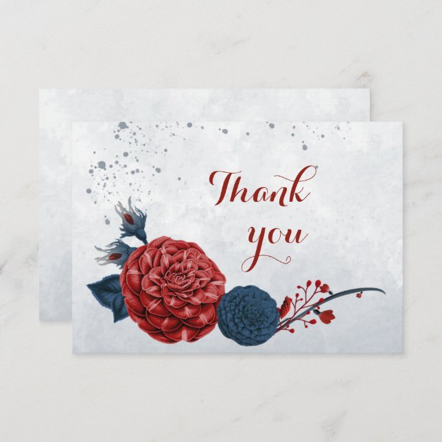 Cartão De Agradecimento Flores marinhos e burgundy botânica (Frente/Verso)