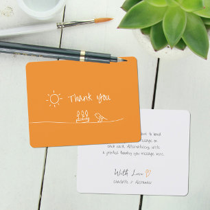 Cartão De Agradecimento Flores Minimalistas De Laranja Queimada Desenho De