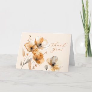 Cartão De Agradecimento Flores no Creme, logotipo, código QR, barramento. 
