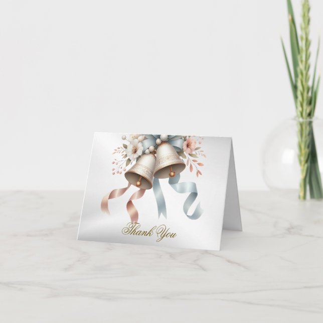 Cartão De Agradecimento Flores para casamentos Belts Azuis Rosa Bonitos Be (Frente)