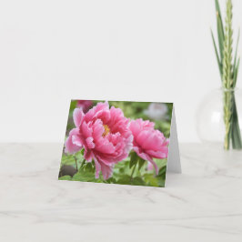 Cartão De Agradecimento Flores Peônias Rosa Floral Branco