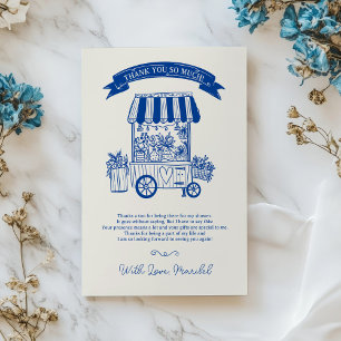 Cartão De Agradecimento Flores rabiscadas fora do mercado chá de panela de