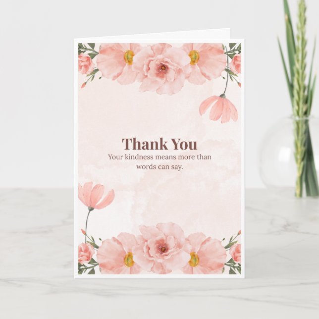 Cartão de Agradecimento Flores Rosa (Frente)