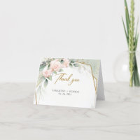 Flores rosa blush e eucalipto e moldura dourada