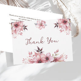 Cartão De Agradecimento Flores Rosa Elegantes Obrigado Chá de Noiva