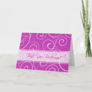 Cartão De Agradecimento Flores Rosa Obrigado, Bridesmaid Card