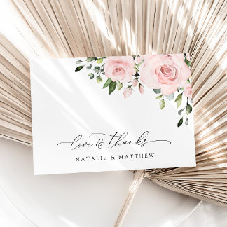 Cartão De Agradecimento Flores Rosadas, Flores Cor-de-Rosa, Folhagens, Cas