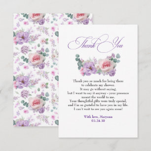 Cartão De Agradecimento Flores Roxas e Rosa Botânica Obrigado