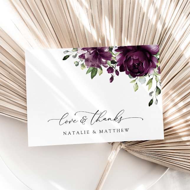 Cartão De Agradecimento Flores Roxas, Flores De Ameixa, Boho, Casamento Fl (Criador carregado)