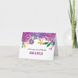 Cartão De Agradecimento Flores Roxas Pintadas com Aquarela | Obrigado