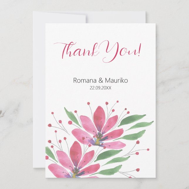 Cartão De Agradecimento Flores Russas De Lotus Aquarela (Frente)