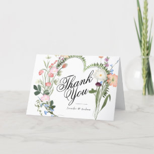 Cartão De Agradecimento Flores Selvagens Chá de casamento Obrigado