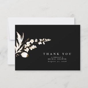 Cartão De Agradecimento Flores Selvagens Douradas Desenhadas à Mão Elegant