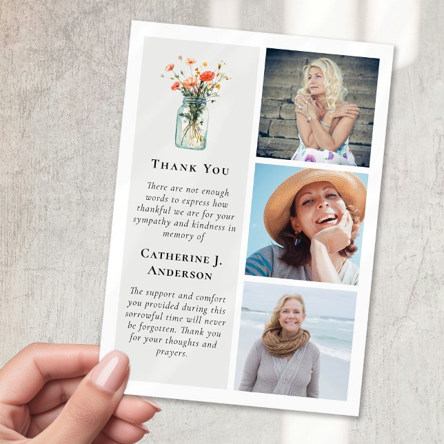 Cartão De Agradecimento Flores Selvagens Simpatia Fotográfica Funeral (Criador carregado)
