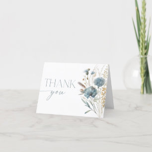Cartão De Agradecimento Flores silvestres azul empoeirado boho 