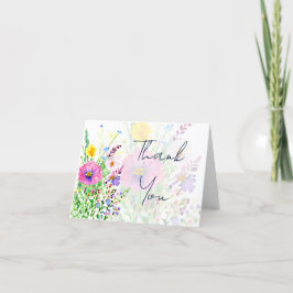 Cartão De Agradecimento Flores silvestres coloridas da primavera casamento