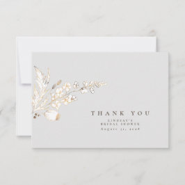 Cartão De Agradecimento Flores Silvestres Douradas Desenhadas à Mão Elegan