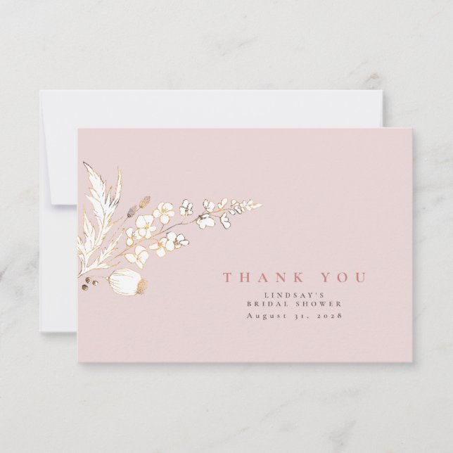 Cartão De Agradecimento Flores Silvestres Douradas Desenhadas à Mão Elegan (Frente)