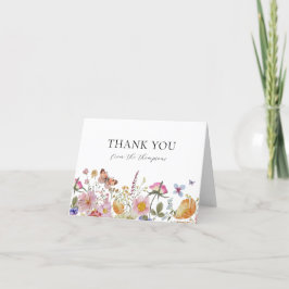 Cartão De Agradecimento Flores Silvestres e Borboletas Shower Obrigado