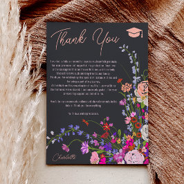 Cartão De Agradecimento flores silvestres modernas chic script preto gradu