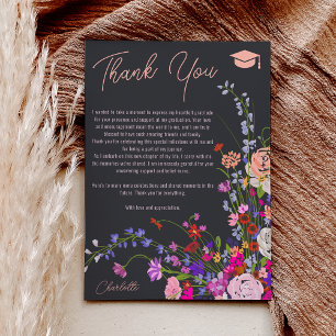 Cartão De Agradecimento flores silvestres modernas chic script preto gradu