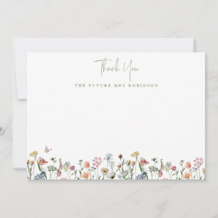 Cartão De Agradecimento Flores Silvestres Noivado Personalizado Senhora Fu