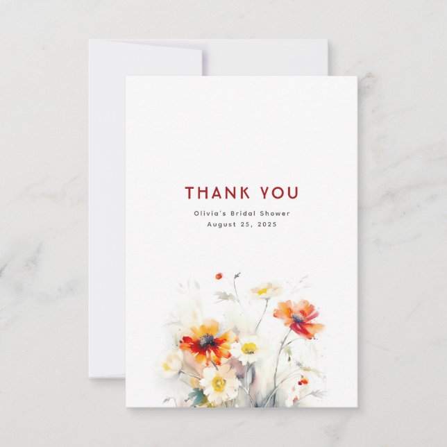 Cartão De Agradecimento Flores Silvestres Obrigada (Frente)