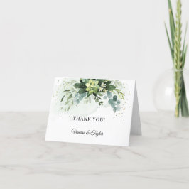 Cartão De Agradecimento Flores suculentas de verde moderno trendy