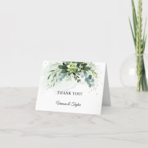 Cartão De Agradecimento Flores suculentas de verde moderno trendy