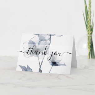 Cartão De Agradecimento Flores Translúcidas Azuis Personalizadas Obrigado