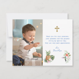 Cartão De Agradecimento Flores Tropicais Foto de Criança de Aves