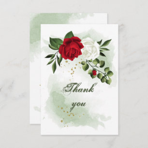 Cartão De Agradecimento flores vermelhas e brancas verdes