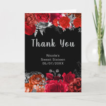 Flores Vermelhas e Prateadas Elegantes Sweet Sixte