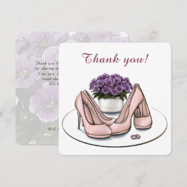 Cartão De Agradecimento Flores Violetas Elegantes Casamento Lésbico Plano