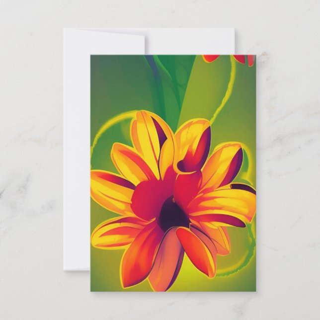 Cartão De Agradecimento Flores vozes de gatinho verde laranja ouro vermelh (Frente)