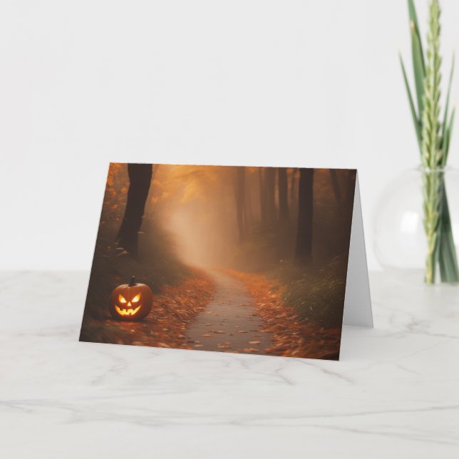 Cartão De Agradecimento Floresta Assustadora de Halloween (Frente)
