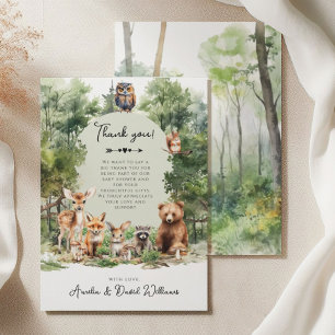 Cartão De Agradecimento Floresta de Aventura Animais da Floresta Chá de Be