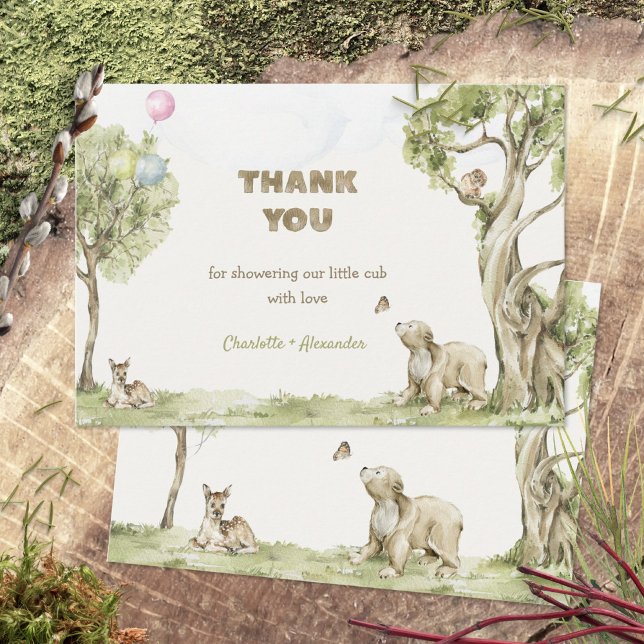 Cartão De Agradecimento Floresta de Contos de Fadas Urso Aguardando (Storybook Woodland Bearly Wait Thank You Card ©Susanne Sachers - Sunny Mind 🌞)