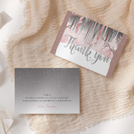 Cartão De Agradecimento Floresta de Neve Mística Árvores de Inverno Tons S