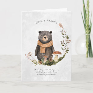 Cartão De Agradecimento Floresta de Urso de Outono Chás de Bebê
