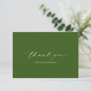 Cartão De Agradecimento Floresta Verde Oliva Simples Elegante Moderno Negó
