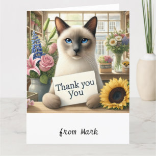 Cartão De Agradecimento Florista de Cat "Envie gratidão Purr-perfeita com