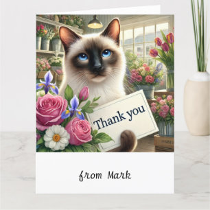 Cartão De Agradecimento Florista de Cat "Envie gratidão Purr-perfeita com