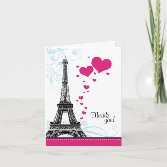 Cartão De Agradecimento Flourish Eiffel Tower Parisian Love Thank You Card (Frente)