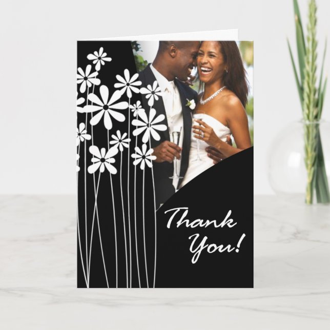 Cartão De Agradecimento Flower Garden Thank You (black & white) (Frente)