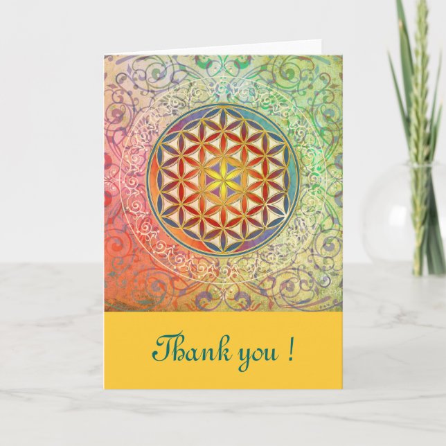 Cartão De Agradecimento Flower of Life - Ornament I + your Text (Frente)