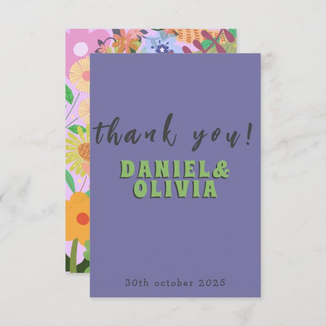 Cartão De Agradecimento Flower Wedding (Frente/Verso)