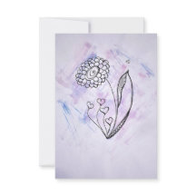 Flower with Hearts Thank you card
