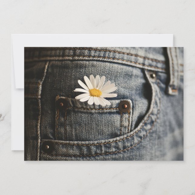 Cartão De Agradecimento Flowers | Daisy in Jeans Pocket (Frente)